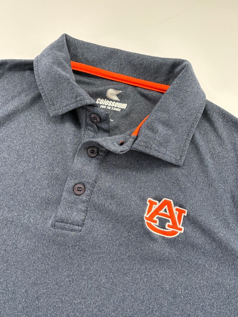 Colosseum Auburn Tigers Polo Men's Large Orange Trim Golf Shirt